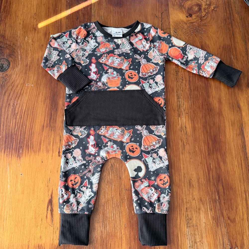 Rags to Raches Halloween Kids Matching Set - Black and Orange
